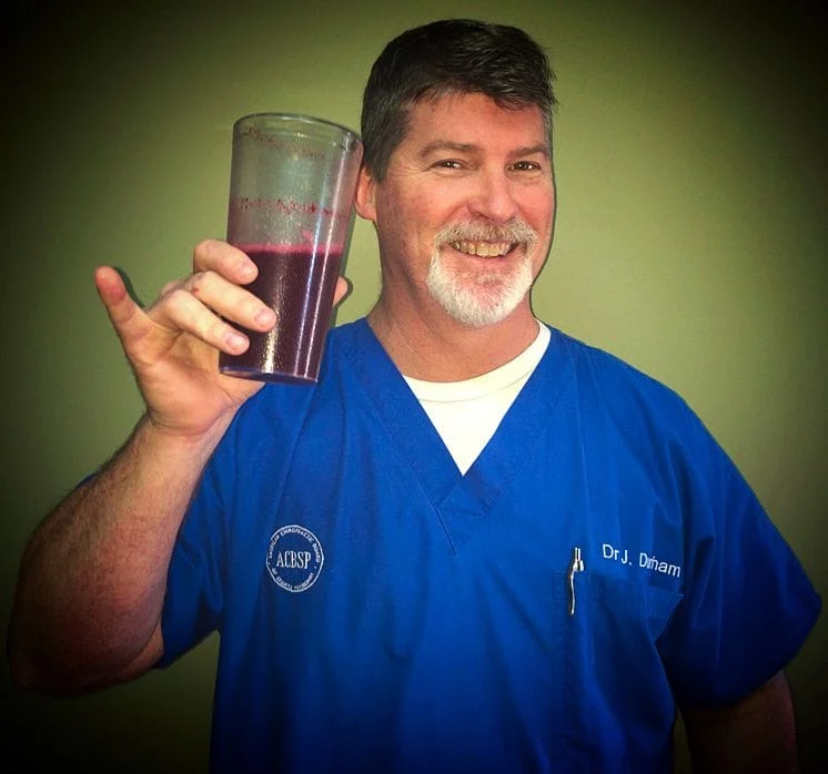 Dr. Joel enjoys his daily fruit smoothie