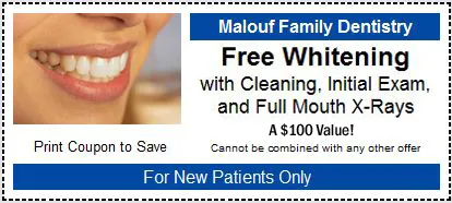 Free Whitening with Cleaning, Initial Exam, and Full Mouth X-Rays - Coupon