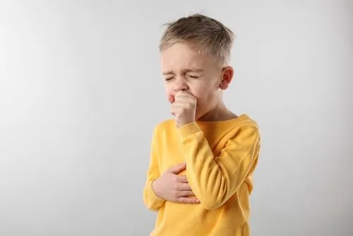 Child coughing due to whooping cough infection