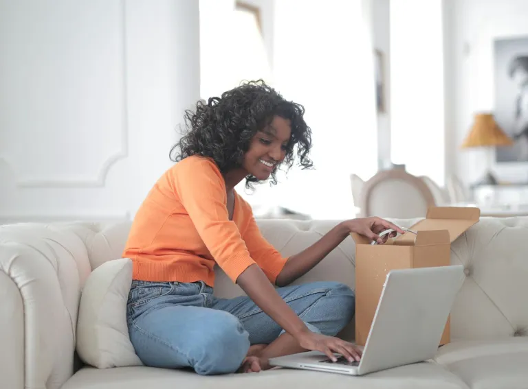 woman working on laptop