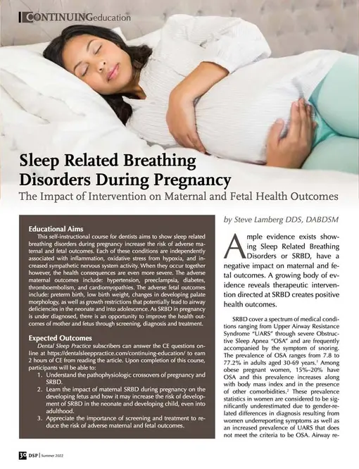 Sleep Related Breathing Disorders During Pregnancy