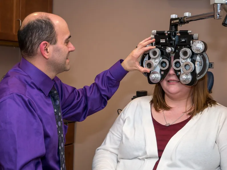 woman getting eye exam