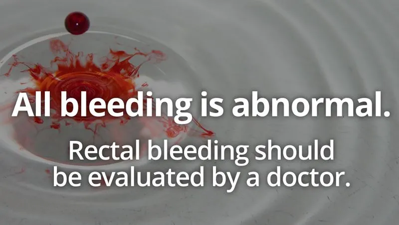 Rectal bleeding should be evaluated by a doctor. Blood dispersing in water background