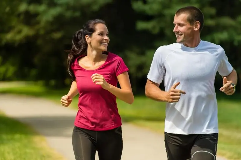 Two people jogging