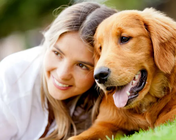 woman and dog