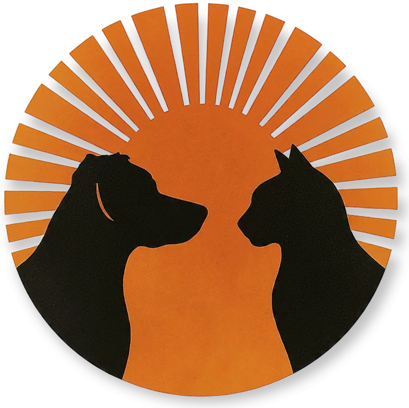 Round dog and cat logo