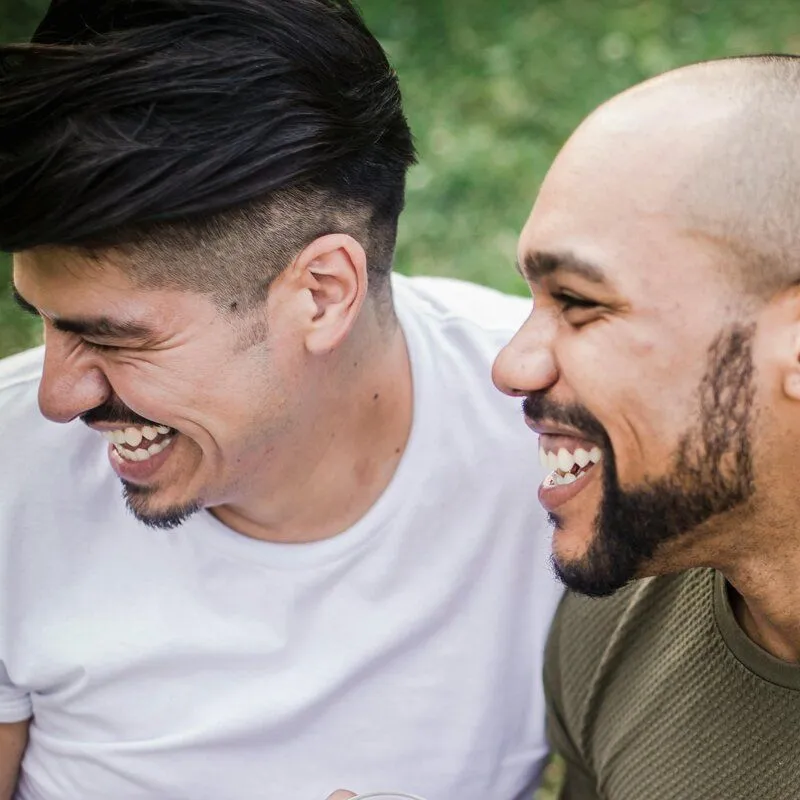 gay couple laughing