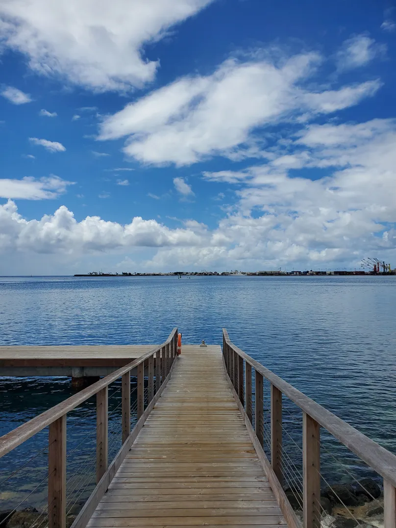 Dock at lake on sunny day