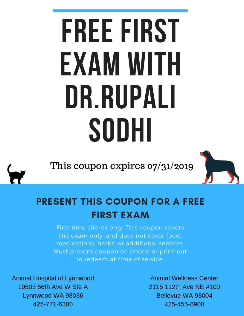 Free exam coupon for Rupali Sodhi DVM
