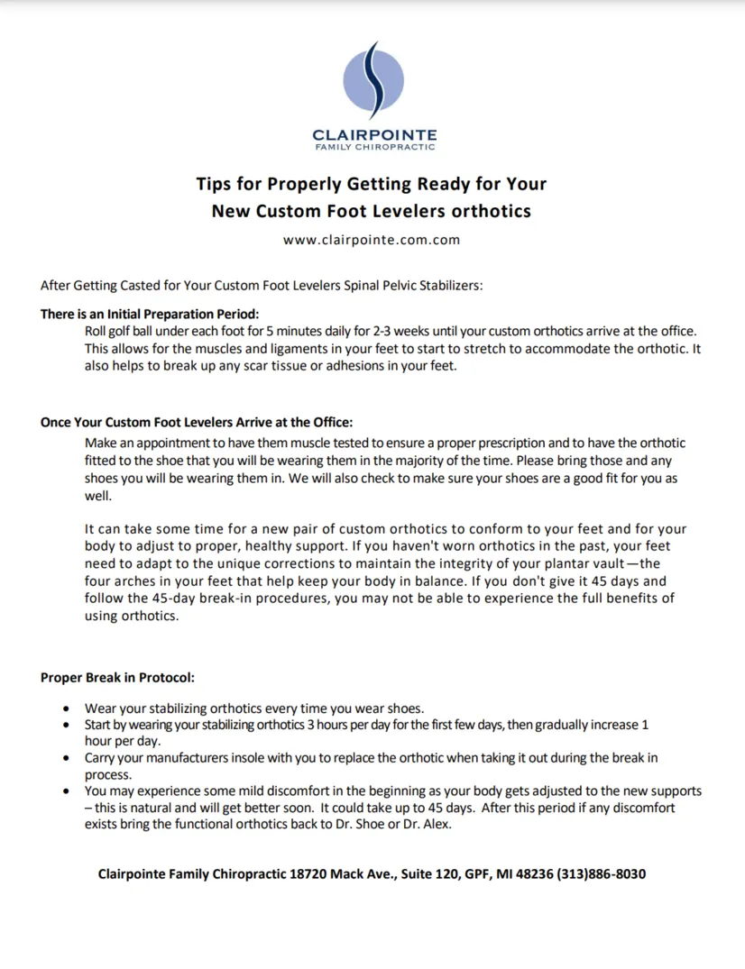 Foot Levelers Instruction photo