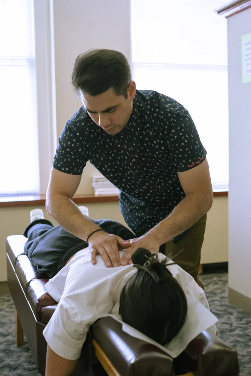 patient getting a chiropractic adjustment in portland, OR