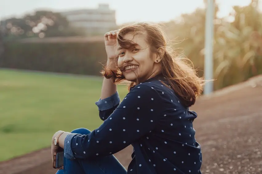 happy Asian woman