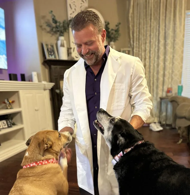 Dr. Pelton with dogs