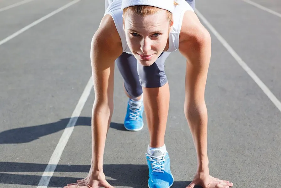 woman preparing to run