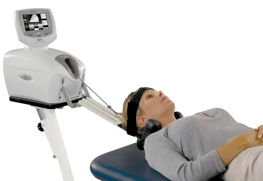 A female patient receiving Spinal Decompression Therapy