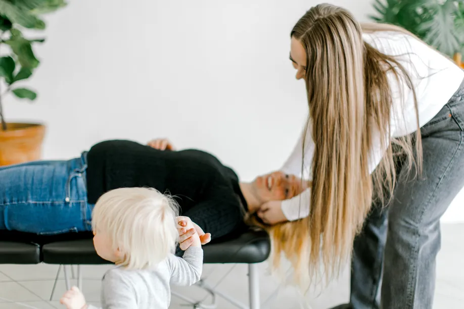 Pregnant lady getting adjusted 