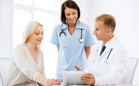 A doctor talking to a patient