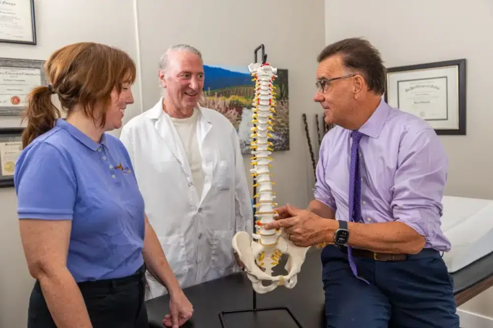 doctor showing spine